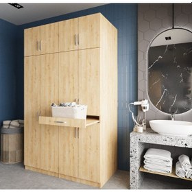 Resim Modena Çamaşır Ve Kurutma Makinesi Dolabı Banyo Dolabı Meşe Meşe 