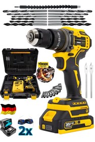 Resim DYNAMİC MAX ALMAN ŞARJLI 970F KÖMÜRSÜZ MOTOR ÇELİK MANDREN AKÜLÜ DARBELİ MATKAP 10MM VİDALAMA SARI 