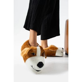 Resim GOLDER Köpek Figürlü Yumuşak Taban Taba Kadın Panduf Ev Botu 