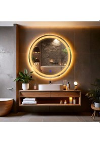 Resim Aura Amber Led'li Kumlamalı Lavabo & Banyo Aynası Dokunmatik Sensörlü 80 X 80 