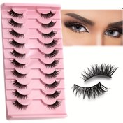 Resim 10 Çift Doğal Stil Yarı Kirpik Sahte Kirpikler 