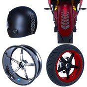 Resim Siyah Karbon Fiber Dokulu İç Dış Jant Şeridi Kask ve Çamurluk Moto Rider 4'lü Sticker Seti Çınar Extreme