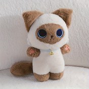 Resim Soft & Cuddly Siamese Cat Plush Toy with Bell - Sevimli Polyester Fiber, Etkileşimli Oyun ve Arkadaşlık için Mükemmel, Tüm Köpek Irkları için İdeal, Siyam Kedi 