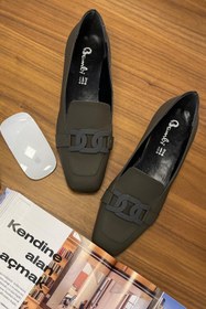 Resim Bambi Mat Haki Kadin Loafer Ayakkabi K01641165709 