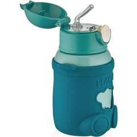 Resim Shotay St-8816 480ml Askılı Silikon Kılıflı Pipetli Yeşil Çelik Matara 