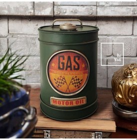 Resim Yeşil Metal Yakıt Bidonu Kumbara Dekoratif Retro Kumbara, Vintage Obje, Hediyelik Ev Ofis Aksesuarı 