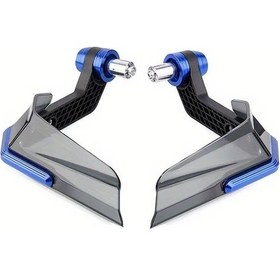 Resim Chuangyinshop Blue Evrensel Motosiklet El Koruyucu Entegre Korna Düğmeli Rüzgar Geçirmez 