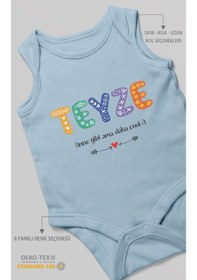 Resim Morivokids Teyze Anne Gibi Ama Daha Cool Sıfır Kollu Bebek Zıbını %100 Pamuk Bebe Mavisi 