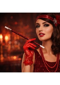 Resim Mey İthalat 30 Cm Kırmızı Payetli Sigara Tutacağı 1920 Ler Gatsby Parti Aksesuarı 28609176 