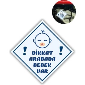 Resim SARVONA "dikkat Arabada Erkek Bebek Var - Emzikli" Uyarı Stickerı | Araba Camı Için 10X10 
