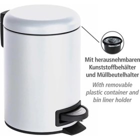 Resim Lidyahan Store Leman Kozmetik Pedallı Kova Beyaz 3l Entegre Atık Torbası Tutuculu Beyaz 