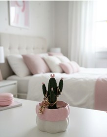 Resim Elana Design Kaktüs Tasarımlı Takı Kutusu Yüzük, Bileklik Ve Kolye Düzenleyici Dekoratif Saklama Kutusu Mermer-pembe 