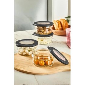 Resim AyrStore 4 Adet 415 ml Silikon Kapak Cam Kahvaltı Seti Saklama Kabı MIT1086 