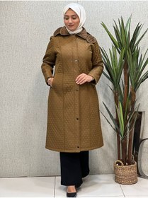 Resim Butik büyük beden Dizaltı Kapitone Kaban 