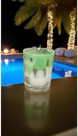 Resim İce matcha latte mum 9x8 cm yeşil elma kokulu soya 100% 