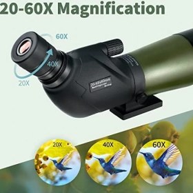 Resim Mena Rise 20-60X60MM Su Geçirmez Darbeye Dayanıklı Spotting Kapsam ve Digiscoping Adaptörü Bak4 Prizmalar Hedef Çekim Avcılık Kuş Gözlemciliği Yaban Hayatı Manzara 