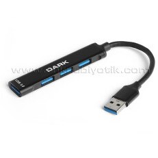 Resim Dark Connect Master 4 Port (1xUSB 3.0 + 3xUSB 2.0) Alüminyum Kasa USB Çoklayıcı HUB (DK-AC-USB310) 