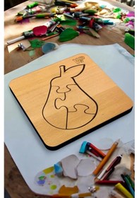 Resim Plywood Ahşap Boyanabilir Çocuklar Puzzle 4mm Armut Boya Setli 