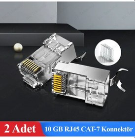 Resim Yüksek Performanslı Altın Kaplama Rj45 8p8c Cat7 Konnektör-2 Adet 