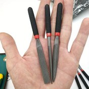 Resim Mini Çelik Dosya Seti - İğne, Düz, Yarı Yuvarlak Şekiller Takı, Metal Taş, Cam Parlatma ve Ahşap Oyma için - Siyah Saplar ve Kırmızı Detaylar ile El Aleti Seti, Hassas Bileyim | Şık Görünüm | Dayanıklı Çelik Dosyalar 
