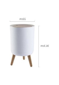 Resim Prestigegoods Kapaklı Masaüstü Çöp Kutusu, Oturma Odası, Banyo, Mutfak İçin Lüks Hafif Beyaz Çöp Sepeti 7l 