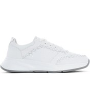 Resim Derimod Kadın Beyaz Bağcıklı Kalın Tabanlı Deri Sneaker 25SFD420418 