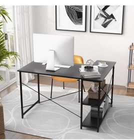 Resim faween 89312 120cm Oyuncu Masası Çalışma Masası Bilgisayar Masası Ders Laptop Lefkas Siyah 