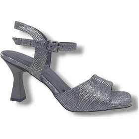 Resim Zerhan 1035 Kadın Platin Pırıltılı Topuklu Abiye Ayakkabı Platin 