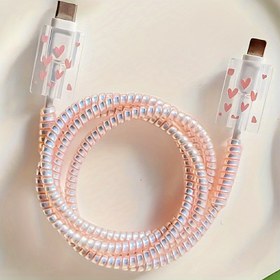 Resim 3'lü Kalp Tasarımlı Kablo Sarıcı, Apple 20w for14 Pro Max/13/12/11 için Kırılmaya Karşı Koruma 