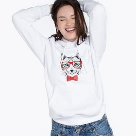 Resim Bilge Kedicik Kapşonlu Kadın Sweatshirt 