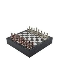 Resim Gifthome Büyük Boy Metal Klasik Satranç Tk. Antik Ve Mermer Desen 