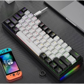 Resim Valkyrie Leaven K620 -5 Blue Switch Mekanik Gaming Oyun Klavyesi Rgb 61 Key Mavi Tuş Type-C Klavye Siyah-Beyaz 