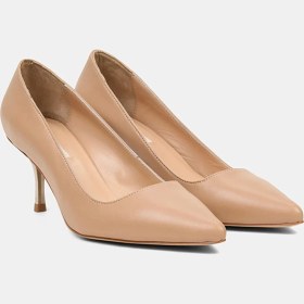 Resim Desa Kadın Ten Sivri Burunlu Deri Stiletto 