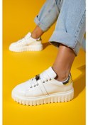 Resim Luvi Shoes Andro Beyaz Gümüş Kalın Tabanlı Kadın Spor Ayakkabı Beyaz 