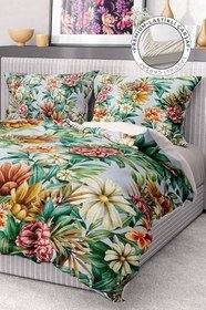 Resim MONOHOME Çift Kişilik Pamuk Saten Lastikli Çarşaf Nevresim Takımı - 3D Daisy Koleksiyonu, premium0989 