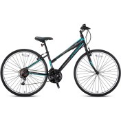Resim Kron Aria 3.0 V 28 Jant 21 Vites Şehir Bisikleti Mat Siyah-Koyu Turkuaz-Gri (38 Cm) 
