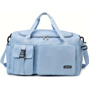 Resim Gaojunshop01 Dayanıklı Glacier Blue Oxford Seyahat Çantası Geniş Bölmeli Ayarlanabilir Askı Buzul Mavisi 