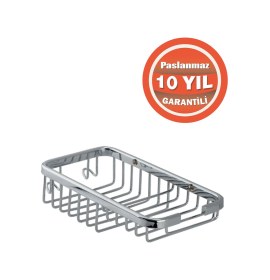 Resim Çelik Banyo Paslanmaz Pirinç Mercan Lifli 10x19 Sabunluk Süngerlik Krom 