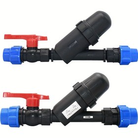 Resim Tarım sera bahçesi için 25mm 32mm PE boru hızlı bağlantı filtresi 120 mesh ekran filtresi 