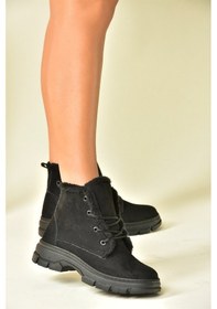 Resim Fox Shoes Siyah Süet Alçak Topuklu Kadın Bot N820160002 Siyah-Süet 