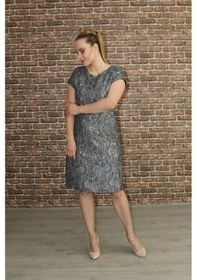 Resim Nidya Moda Büyük Beden Kadın Siyah Dantel Abiye Elbise-4035SS Siyah 