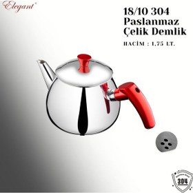 Resim Küre Battal Boy Bakalit Kulplu Çaydanlık Takımı-elma Şekeri Kırmızı 