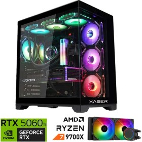 Resim Xaser Lexus X460 Ryzen 7 9700X 16GB Ddr5 Ram 1tb M.2 Nvme SSD 8gb RTX5060 Ti Sıvı Soğutmalı Oyuncu Bilgisayar 