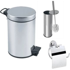 Resim Arçe Banyo 3 Lt Çöp Kovası Seti Çöp Kovası Fırça Kağıtlık 