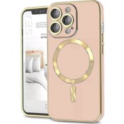 Resim Kzy Apple iPhone 14 Pro Max Mag Safe Özellikli Lens Korumalı Luxury Silikon Kılıf - Rose Gold 