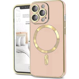 Resim Kzy Apple iPhone 14 Pro Max Mag Safe Özellikli Lens Korumalı Luxury Silikon Kılıf - Rose Gold 