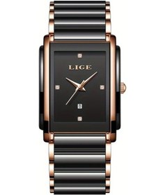 Resim Fochsia Lıge Kızlar Kare Kadran Minimalistik Tasarım Çok Fonksiyonlu Takvimli Rose Golden Black Kuvars Saat Diğer 