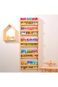 Resim MiniWood Çocuk Odası Eğitici Montessori Mobilya Kitaplık Raf Duvar Rafı 5 Li 