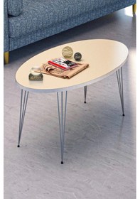 Resim Uslucan Alışveriş Orta Sehpa Elips Gümüş Krem Tel Çok Renkli 