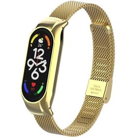 Resim Teknodur Xiaomi Mi Band 7 Uyumlu Krd-06 Metal Kordon-gold 
